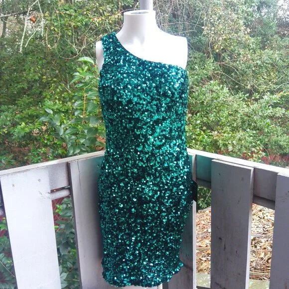 Lulus Sequin One Shoulder Body Con Mini Dress - Picture 3 of 11